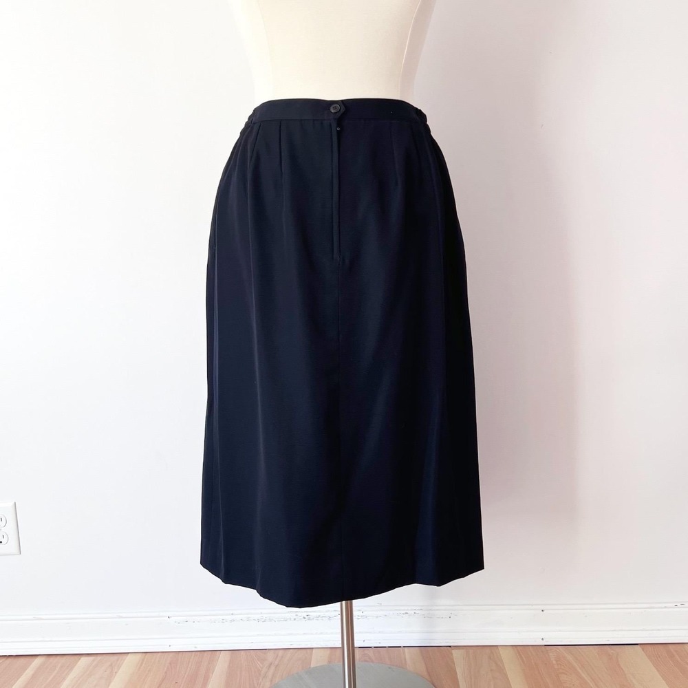 Worthington Midi Skirt Navy Blue Pleated Back Elastic Waist Pockets Size 20W